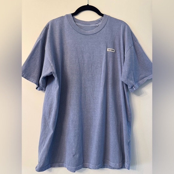 Joah Brown Oversized Crew Tee Denim Cotton w/ Logo